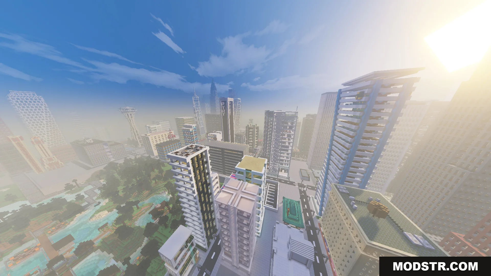 Marvis City LITE Map Screenshot 9 Aerial view of a sprawling city with skyscrapers and a river