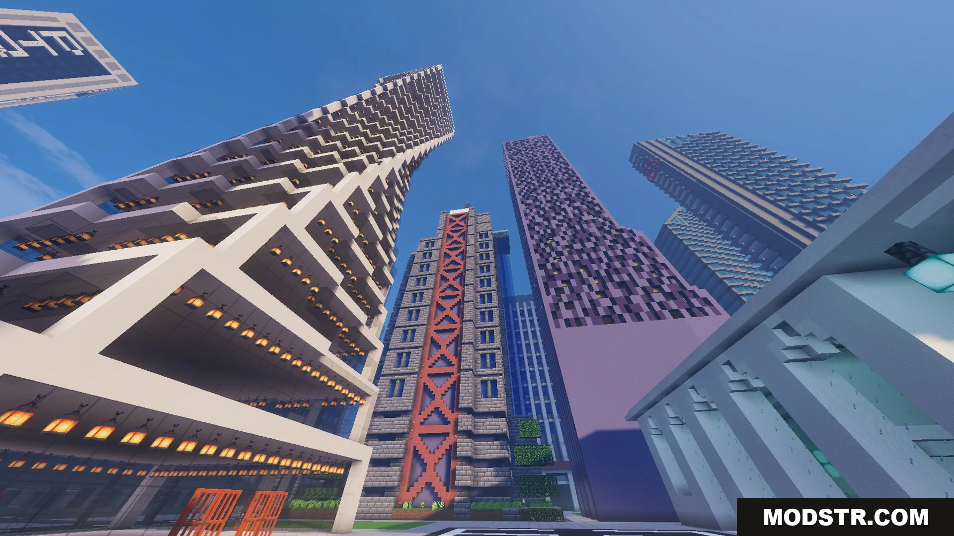 Marvis City LITE Map Screenshot 11 Looking up at tall skyscrapers in a modern city map