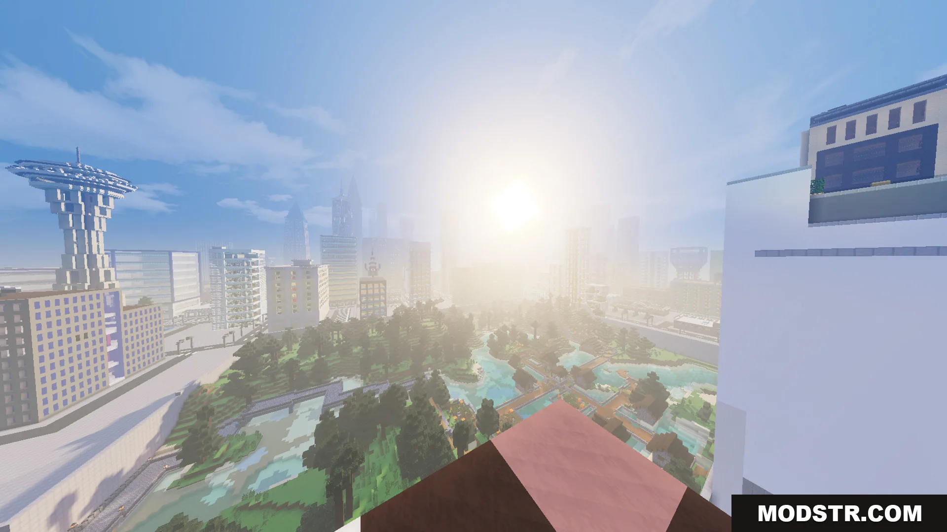 Marvis City LITE Map Screenshot 8 Sun shining over a park and buildings in Marvis City LITE Map