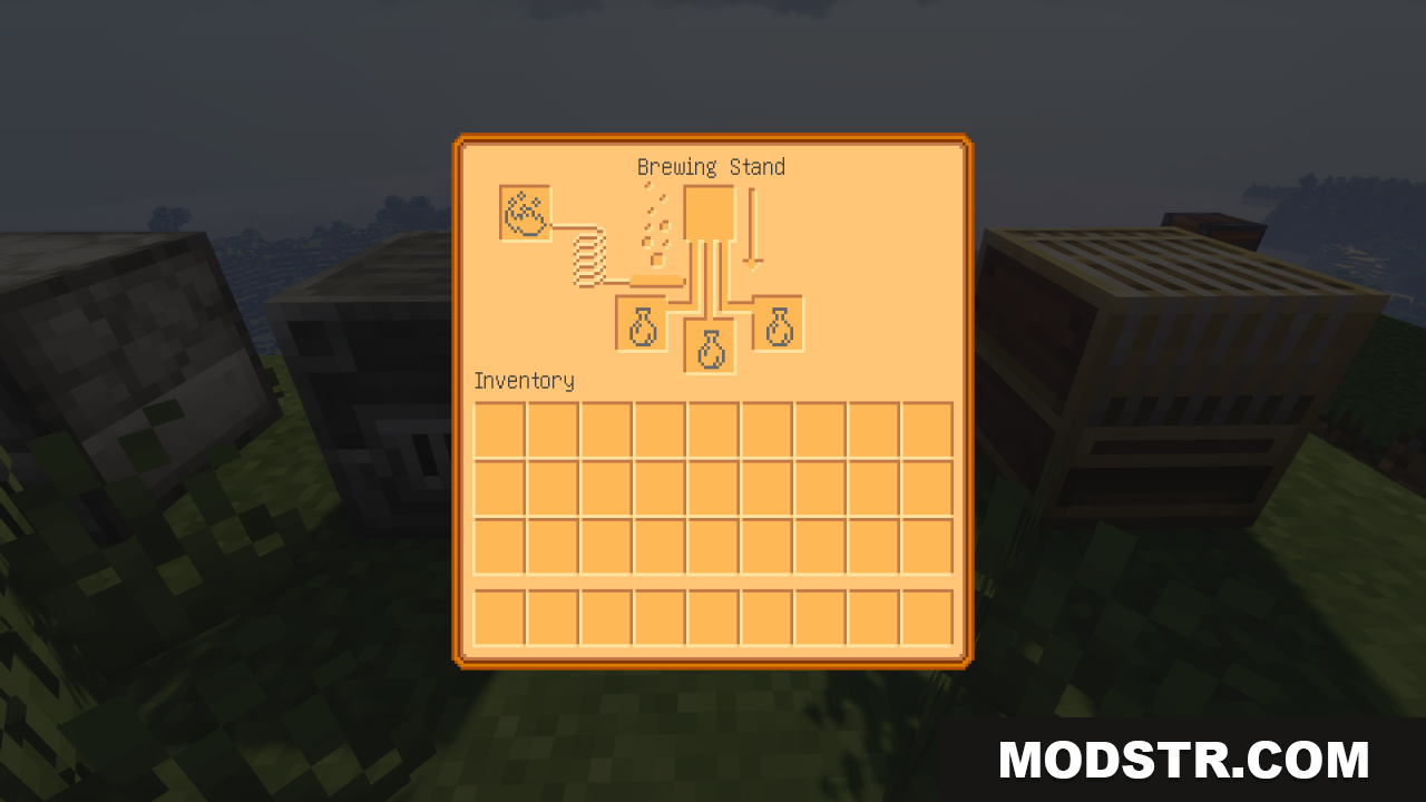 Mayview Resources Texture Pack Screenshot 9 A custom Brewing Stand interface with warm orange textures