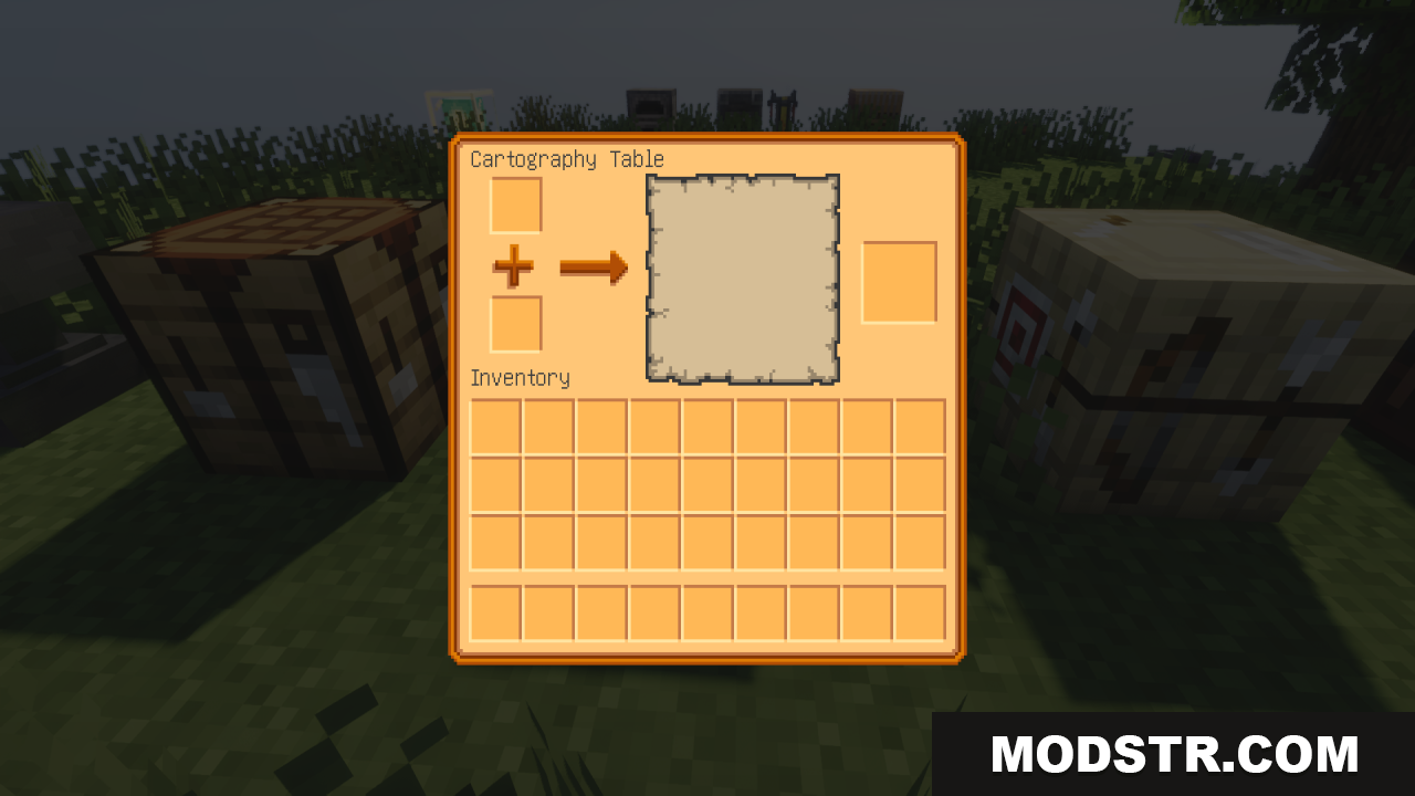 Mayview Resources Texture Pack Screenshot 15 Cartography Table interface with a warm, cozy texture pack