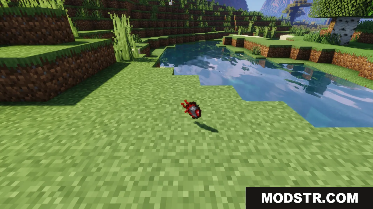 Mechanical Eye Resource Pack Screenshot 9 A dropped mechanical eye item lying on the grass near a river