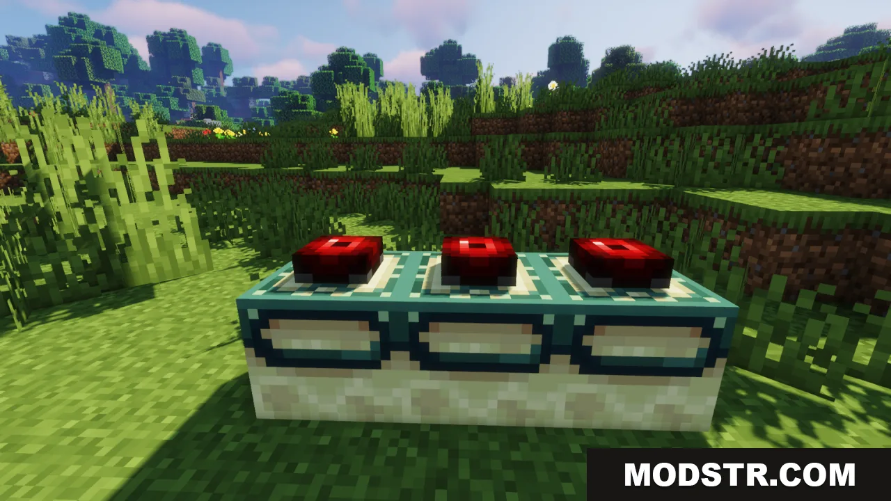 Mechanical Eye Resource Pack Screenshot 3 End Portal frames with red Mechanical Eyes placed inside them