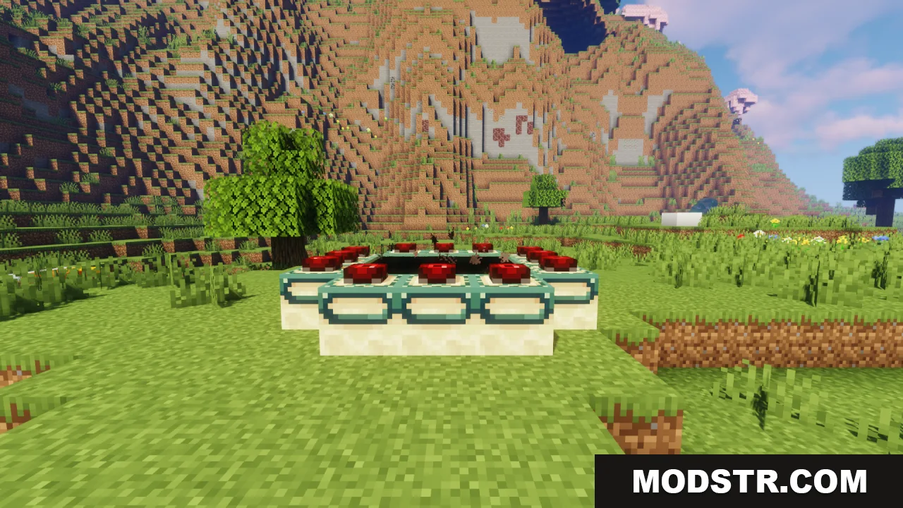 Mechanical Eye Resource Pack Screenshot 6 Activated end portal with red mechanical eyes placed in the frame blocks