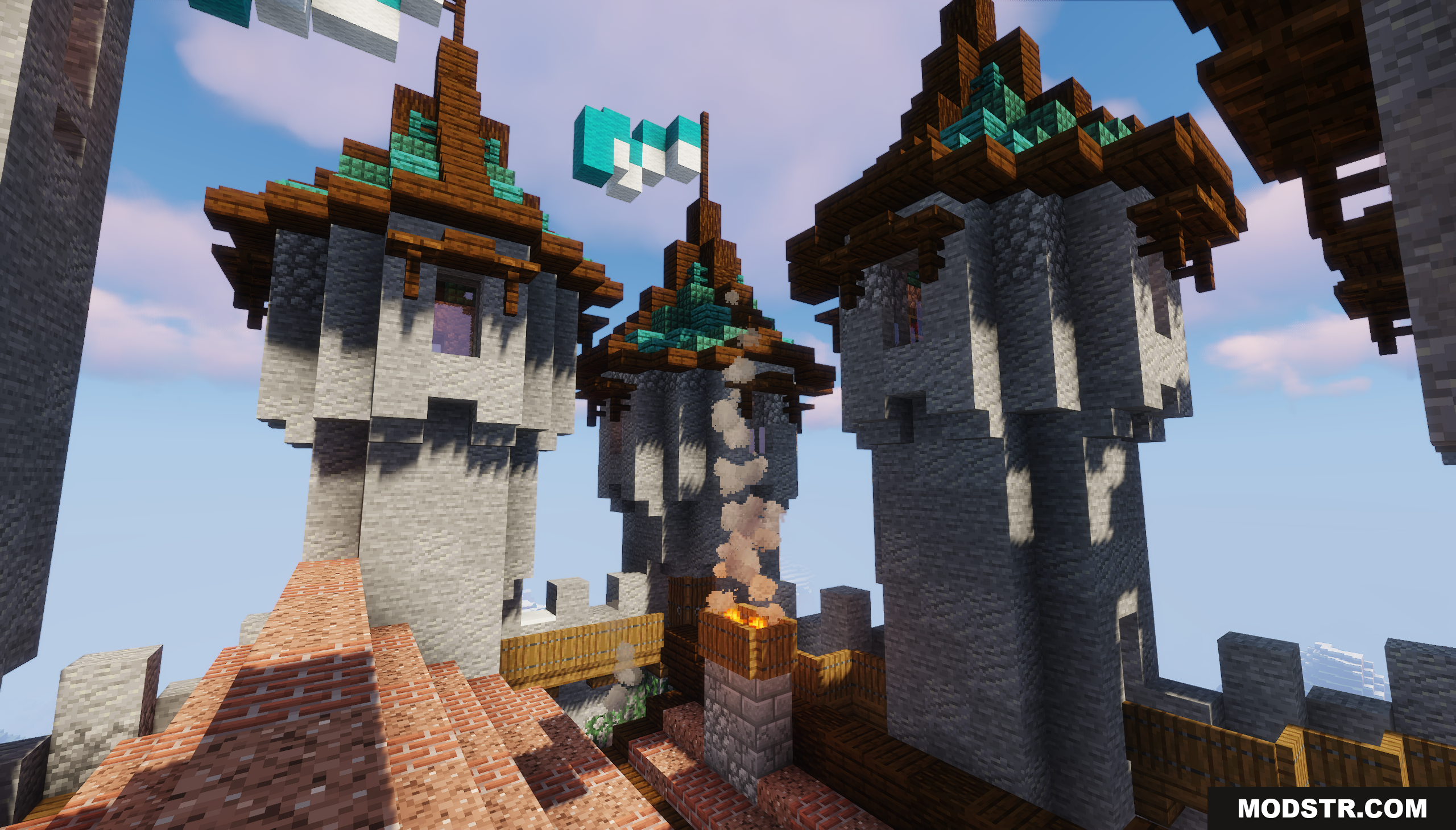 Medieval Fantasy Mountain Castle Map Screenshot 6 A close up view of the castle's detailed stone towers