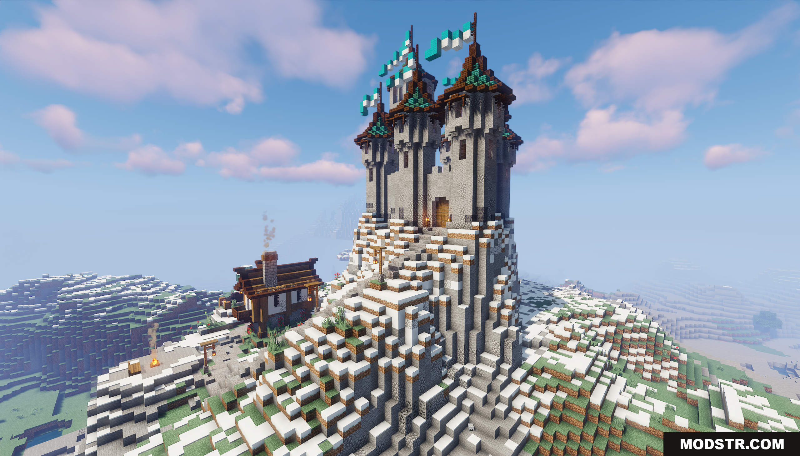 Medieval Fantasy Mountain Castle Map Screenshot 4 A medieval stone castle built on a snowy mountain peak