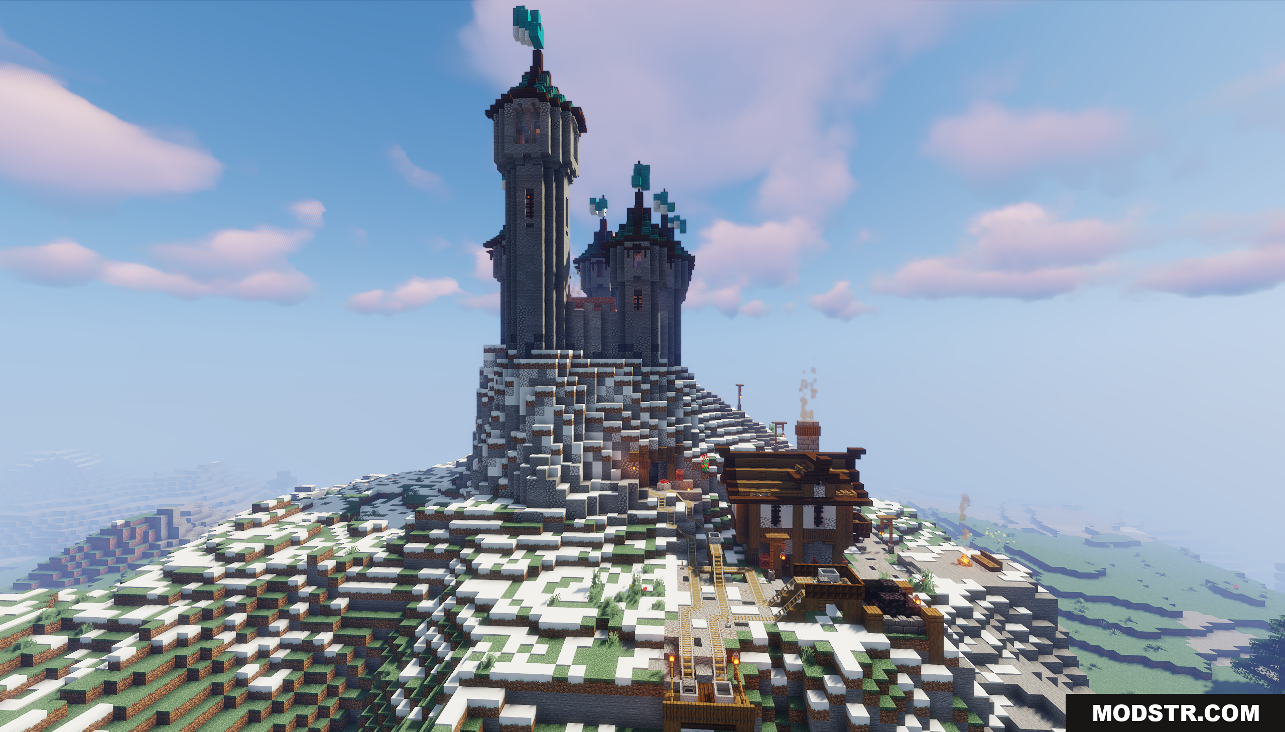 Medieval Fantasy Mountain Castle Map Screenshot 2 A large stone castle built on a snowy peak