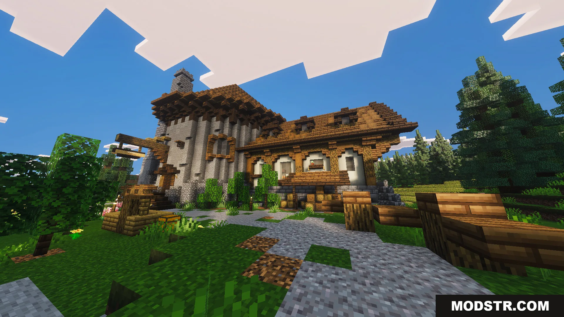 Medieval Village Gendrys Tavern Map Screenshot 2 Large medieval tavern with stone walls and wooden features in a rural settlement