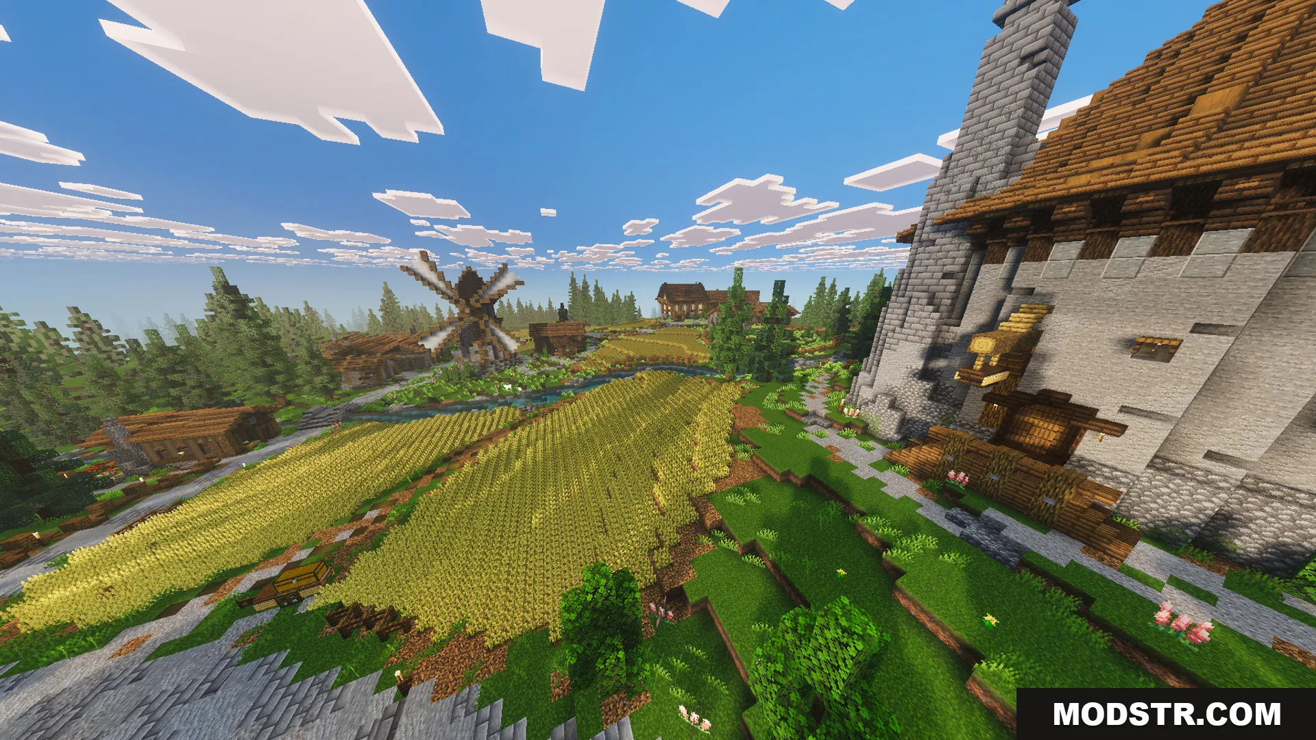 Medieval Village Gendrys Tavern Map Screenshot 3 Medieval Village Gendrys Tavern Map features golden wheat fields and stone houses