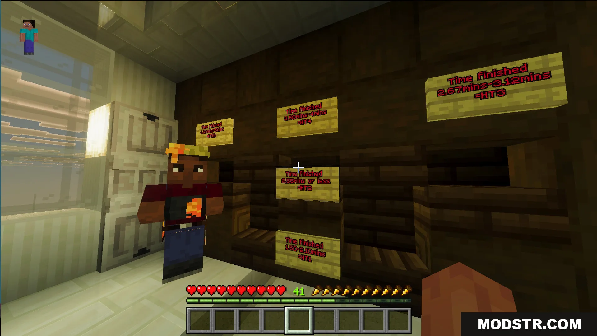 Modern Kit Pvp Practice Map Screenshot 11 Player standing near signs showing completion times to train combat skills