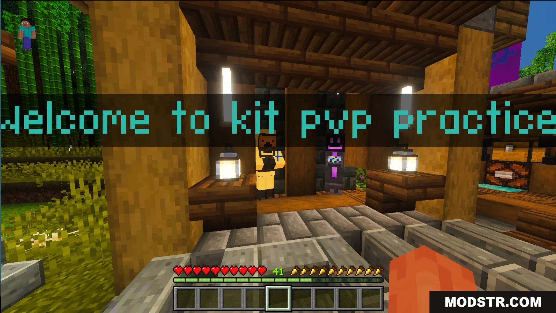 Modern Kit Pvp Practice Map Screenshot 15 Welcome screen for Modern kit pvp practice map featuring a wooden lobby area