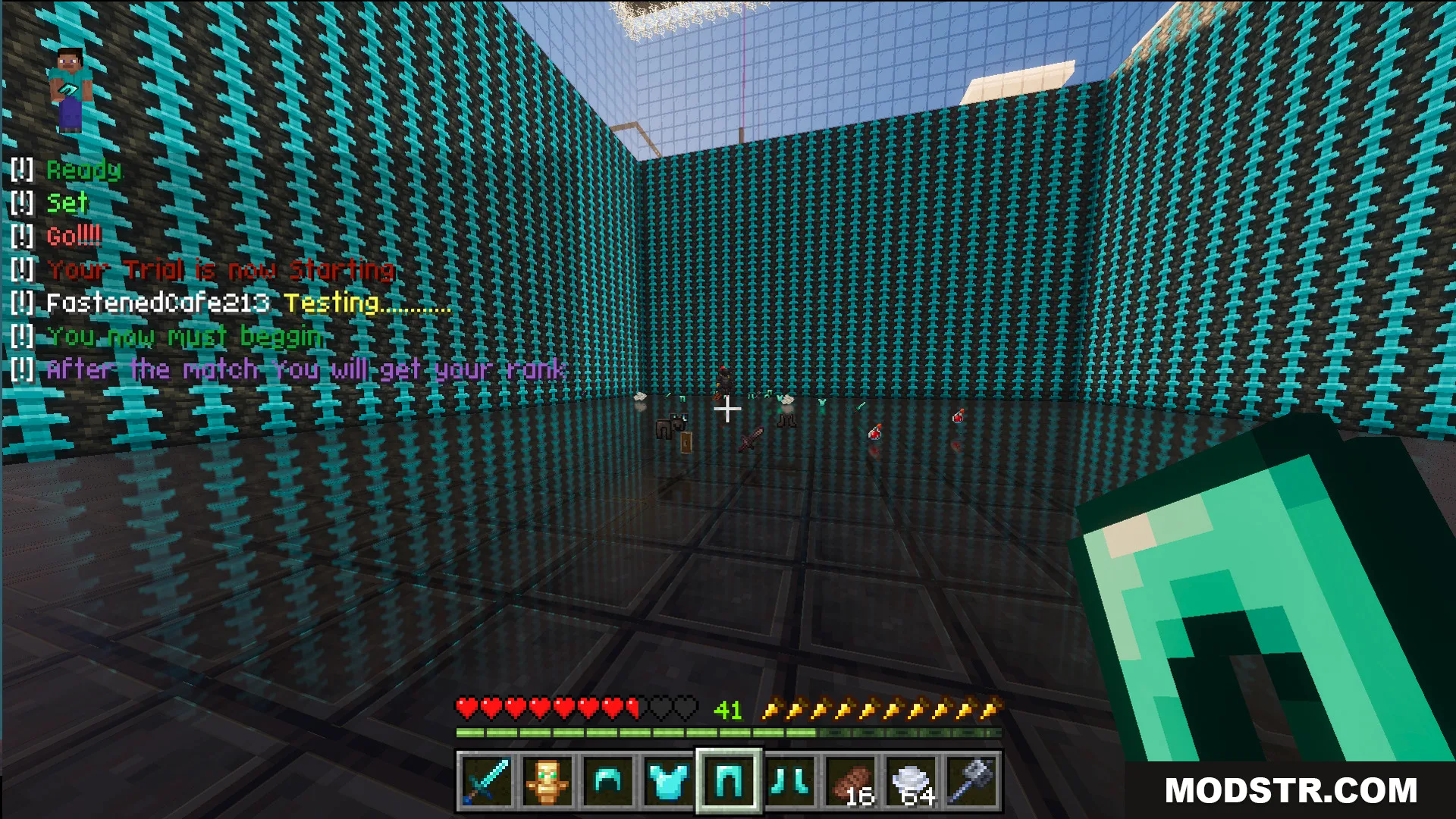 Modern Kit Pvp Practice Map Screenshot 10 Player standing in a diamond block arena ready to start combat practice