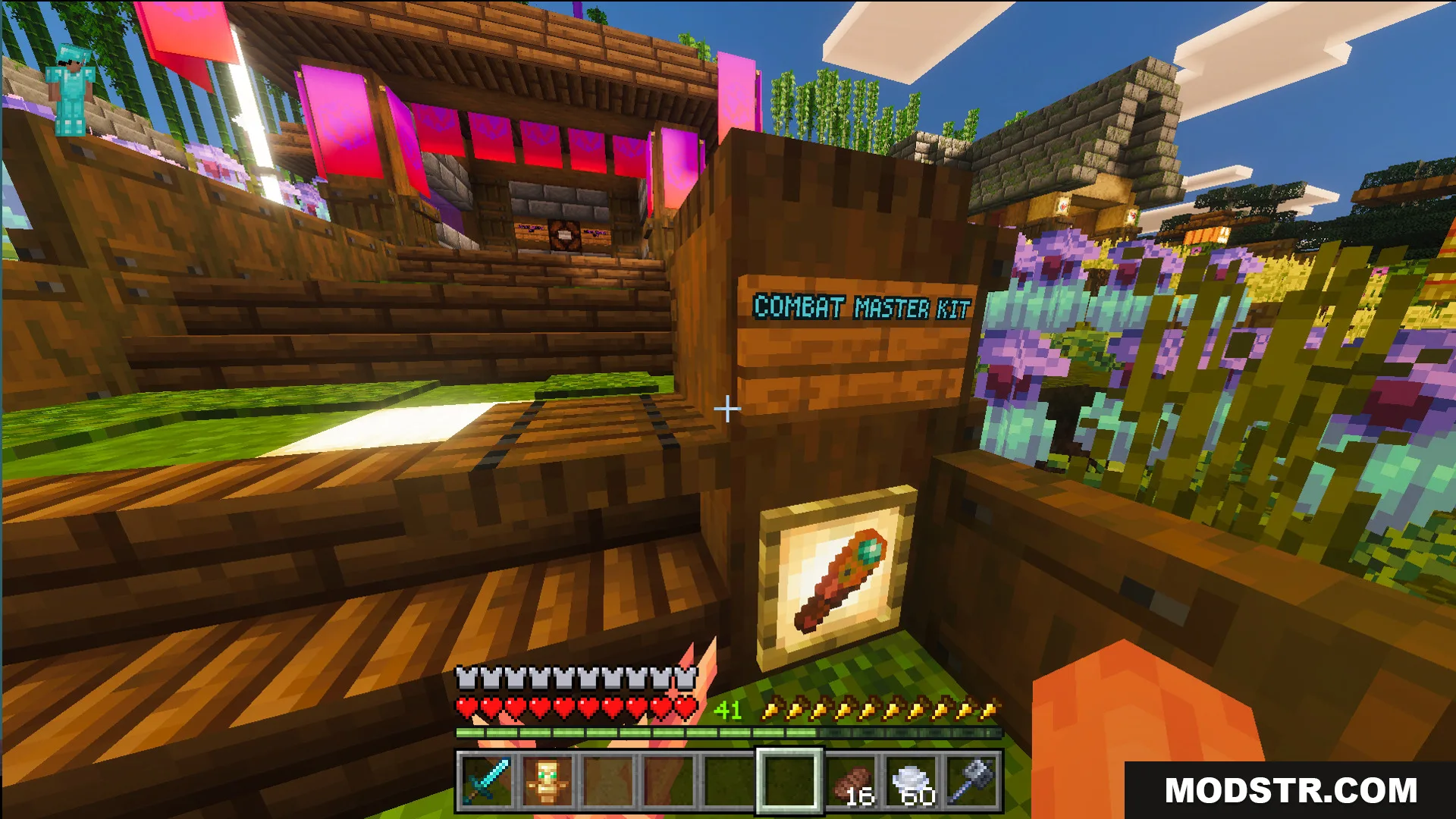 Modern Kit Pvp Practice Map Screenshot 6 A sign for the combat master kit next to a mace item