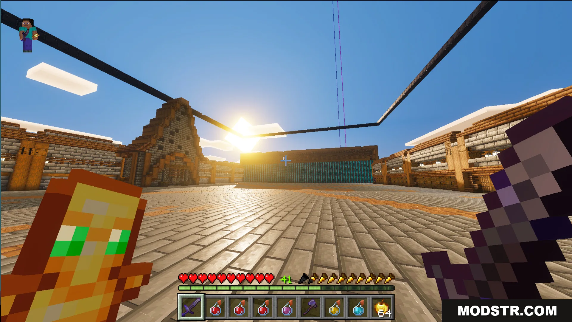 Modern Kit Pvp Practice Map Screenshot 1 Player holding a totem in the Modern kit pvp practice Map stone arena