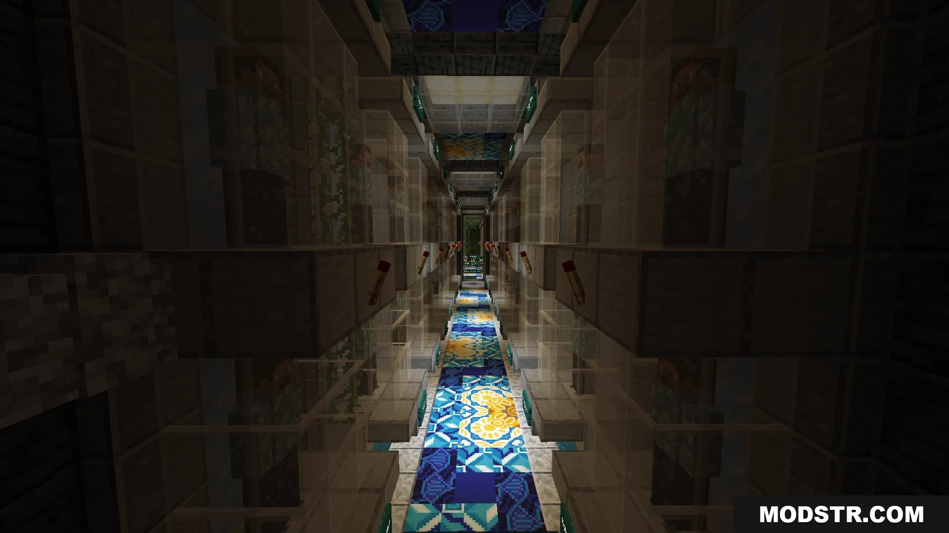Walking through a long lab corridor filled with glass clone pods