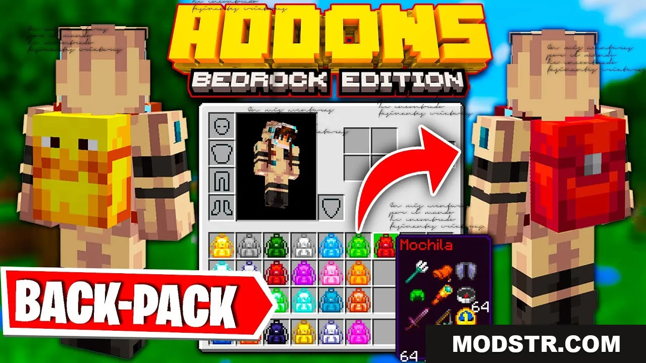 Multi Backpack Addon (26.x, 1.21+) – MCPE/Bedrock Mod cover art