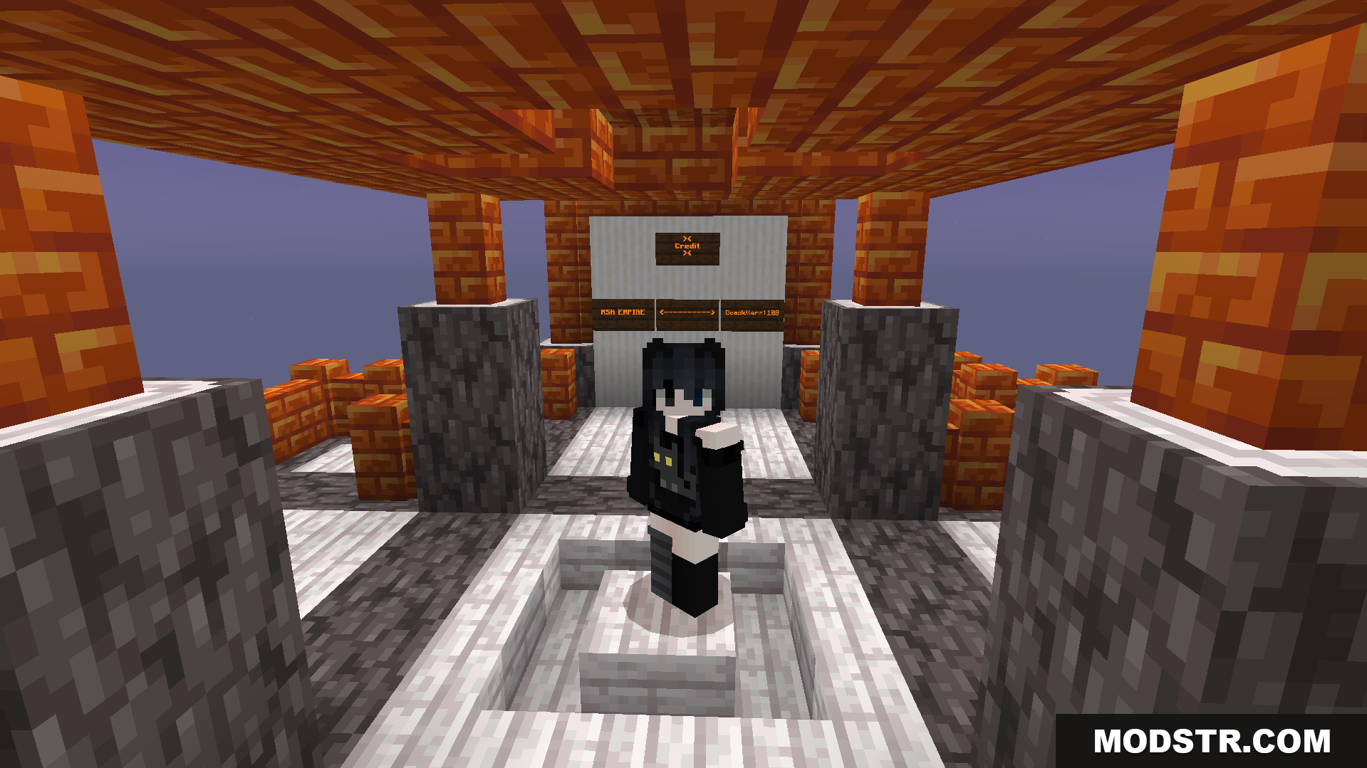 A player stands in the central lobby before starting the challenge