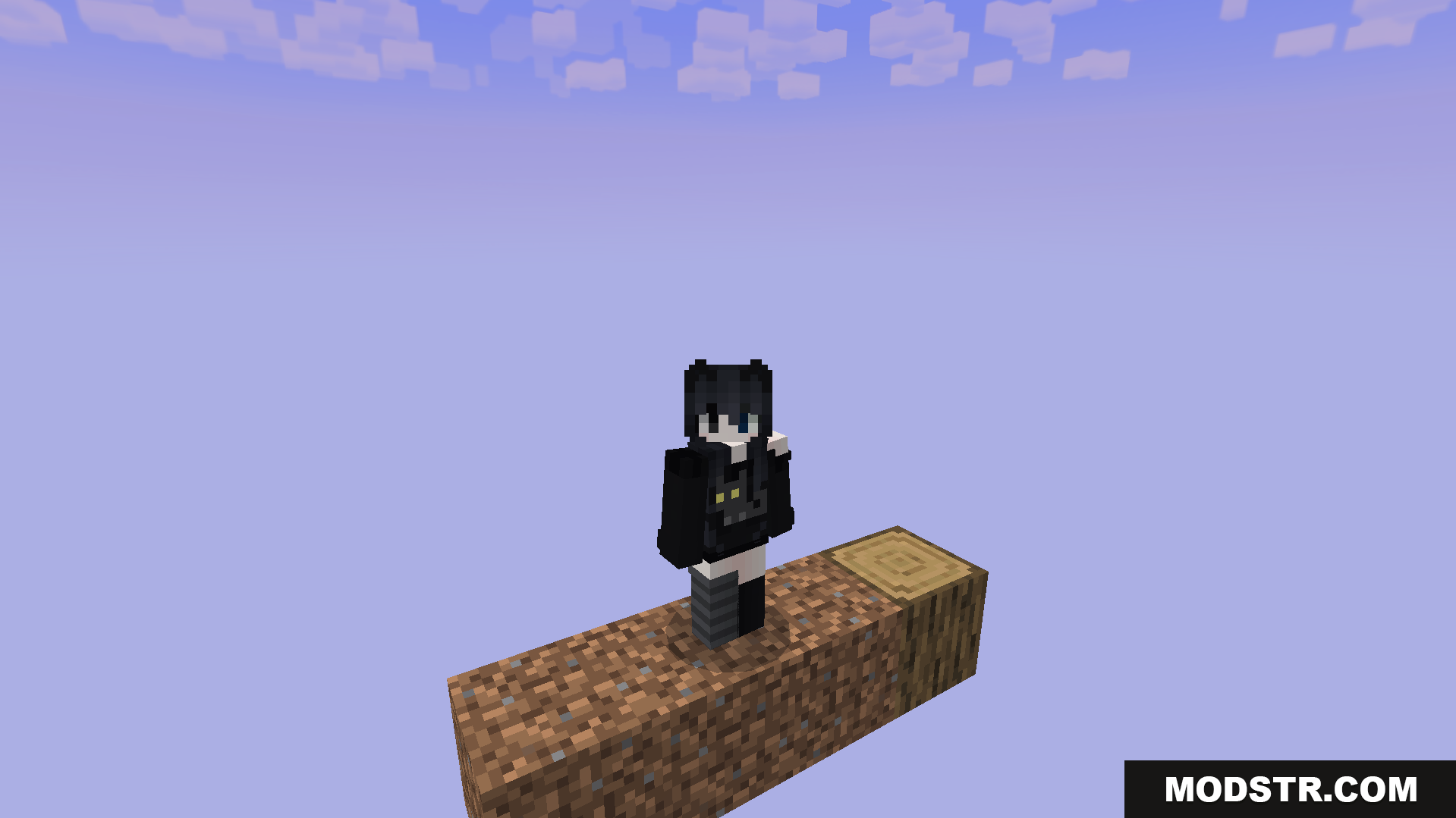 A player stands on their private starting island in the sky