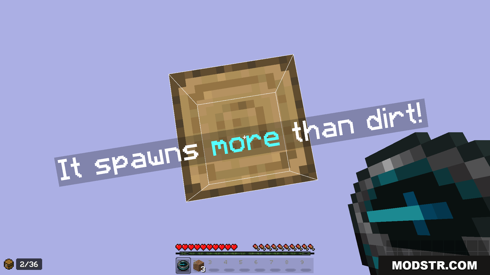 The one block progresses through phases spawning more than just dirt