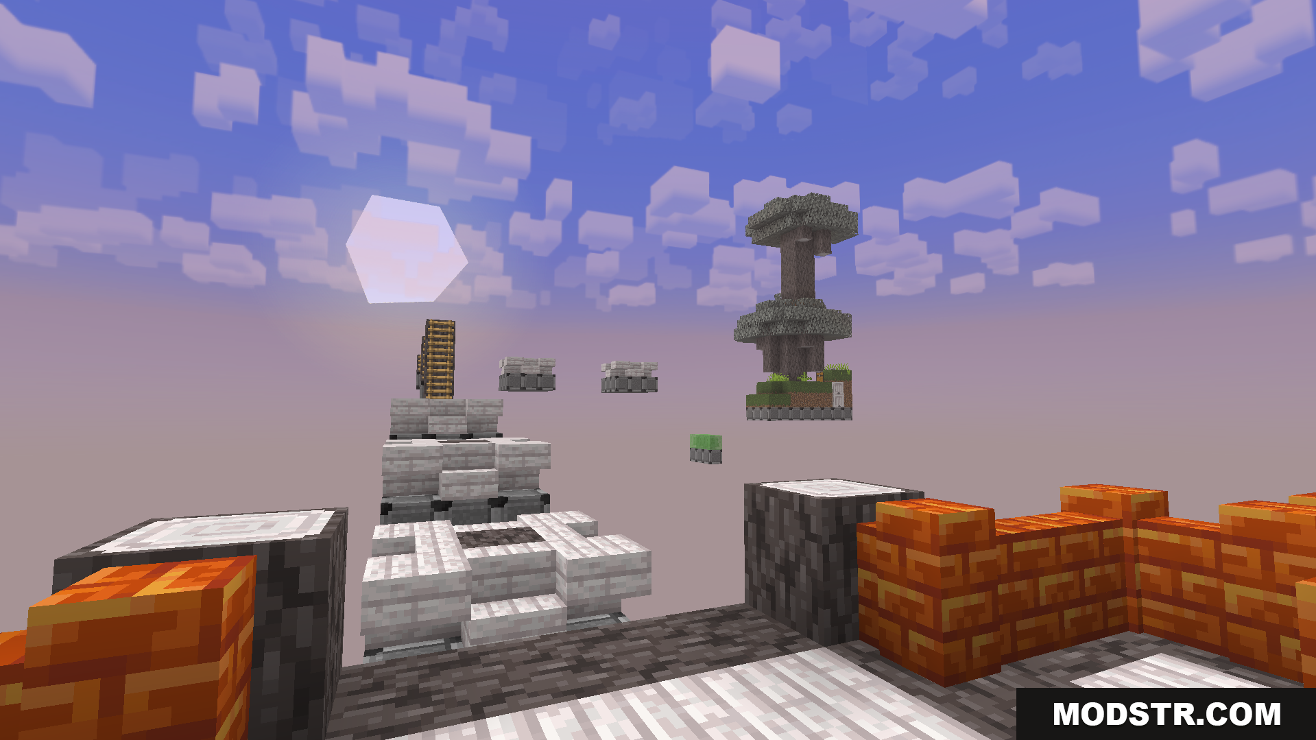 A central lobby offers an optional jumping challenge to other islands
