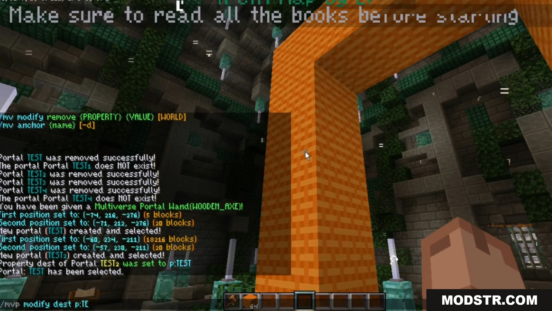 Multiverse Portals Plugin Screenshot 8 Player using Multiverse Portals commands to configure an orange portal