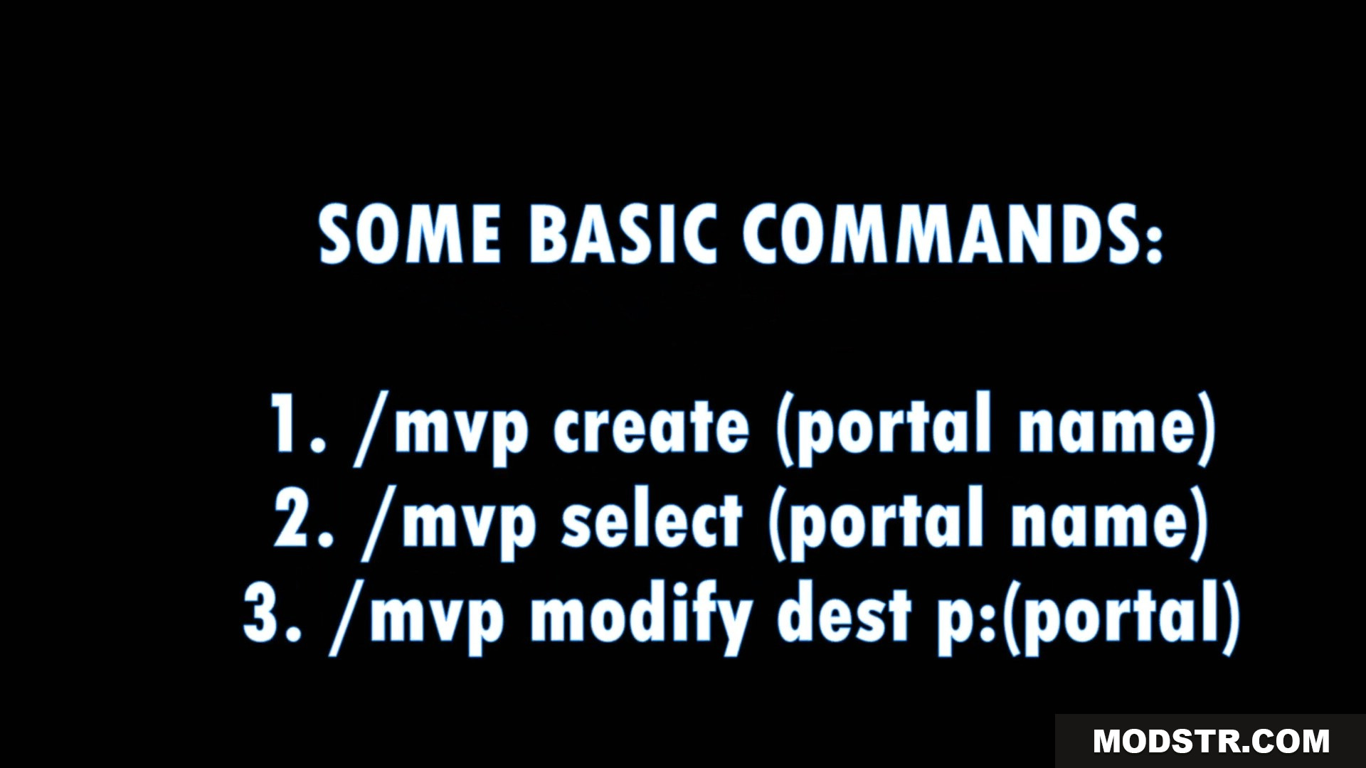 Multiverse Portals Plugin Screenshot 7 List of basic commands for creating and modifying custom portals