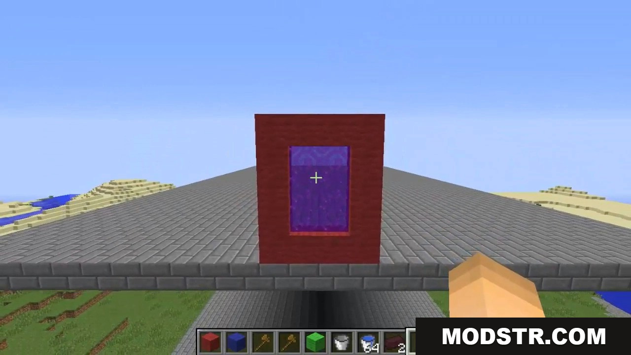 Multiverse Portals Plugin Screenshot 6 Custom red block portal with purple texture built on a platform
