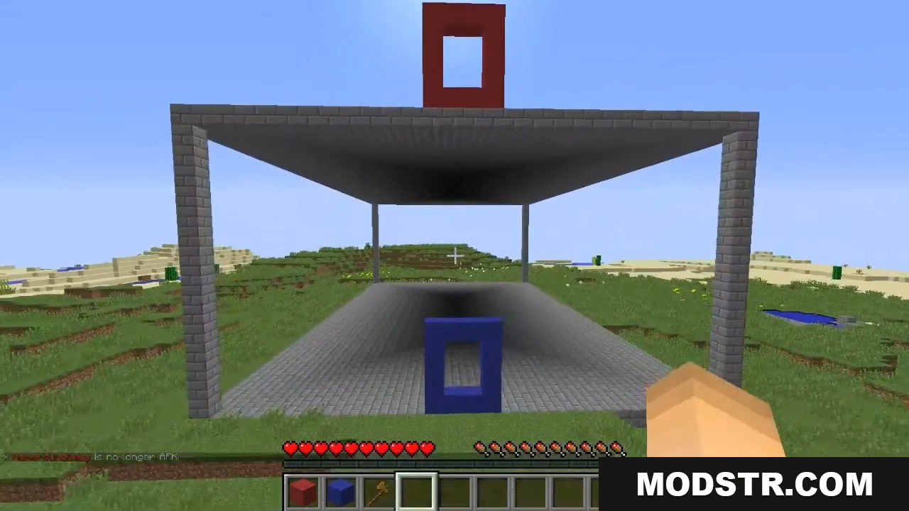 Multiverse Portals Plugin Screenshot 2 Two custom portal frames built from red and blue blocks