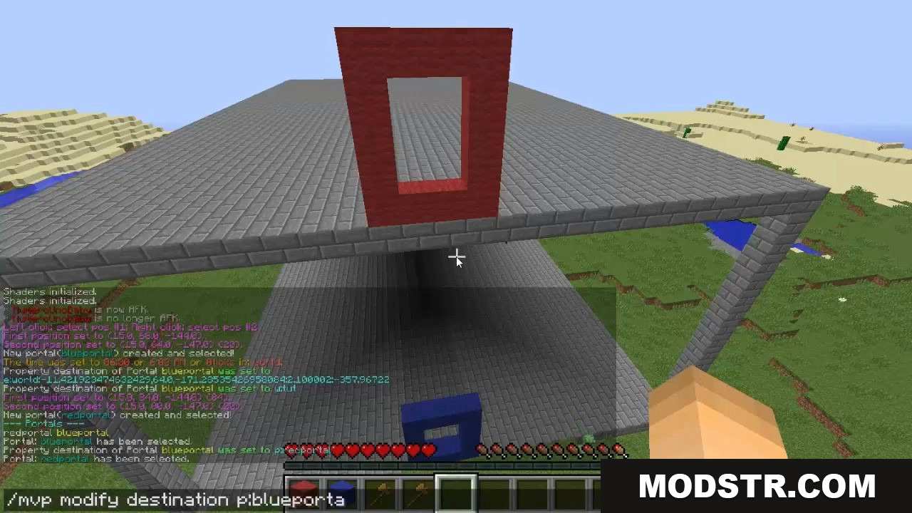 Multiverse Portals Plugin Screenshot 4 Setting portal destination using Multiverse Portals Plugin command in chat