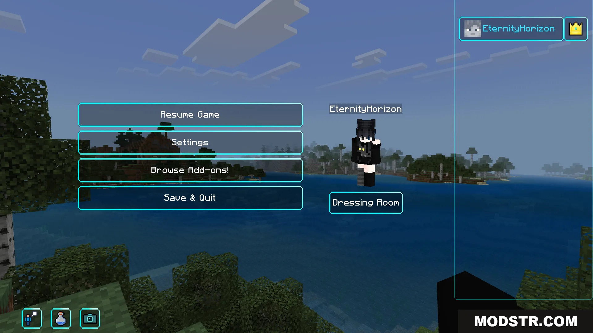 Neqs Clean UI Texture Pack Screenshot 4 Simple pause menu design with clear buttons and a transparent blue frame