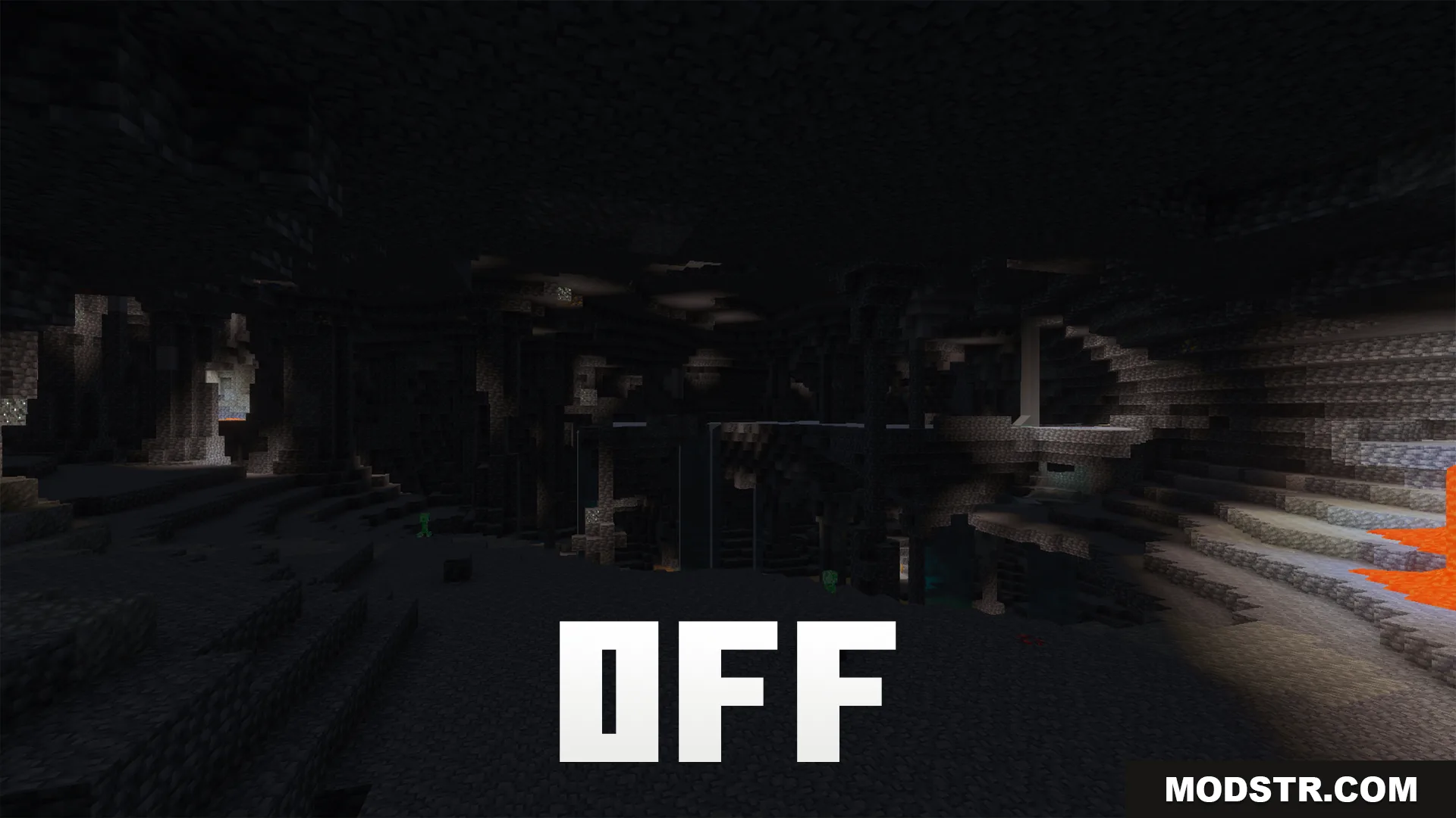 Night Vision Gamma Addon Screenshot 4 Dark cave view showing how the game looks with the addon turned off