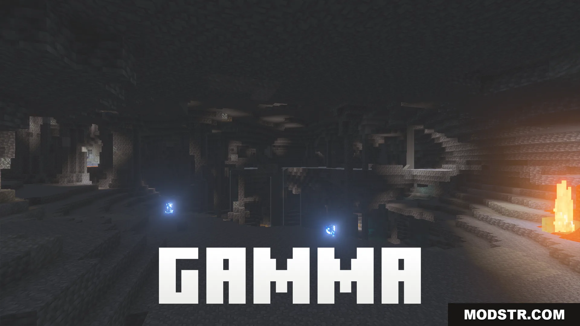 Night Vision Gamma Addon Screenshot 5 A dark cave illuminated by the gamma feature of the addon