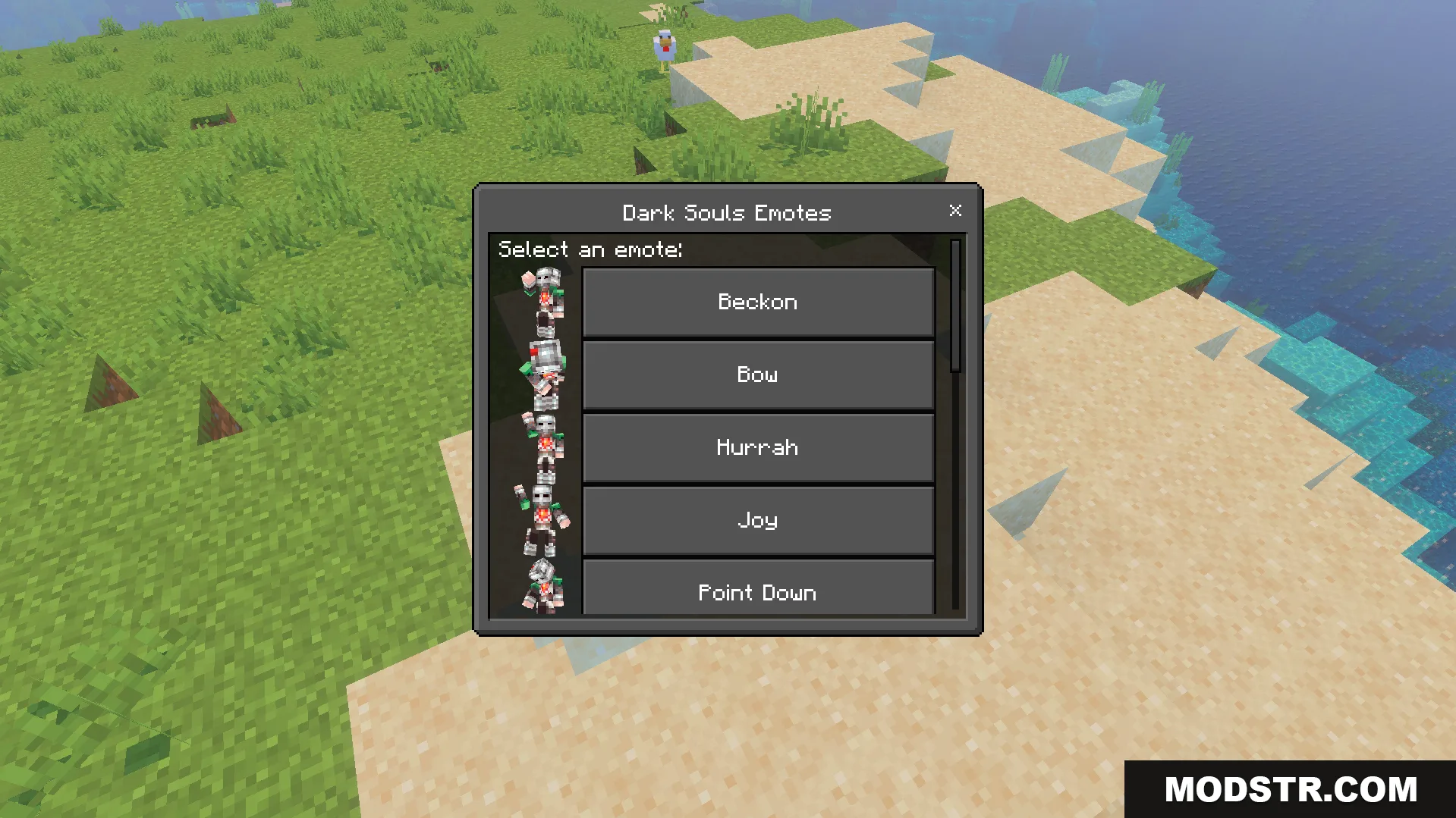 Not Enough Emotes Addon Screenshot 7 Not Enough Emotes Addon menu displaying Dark Souls character animation options