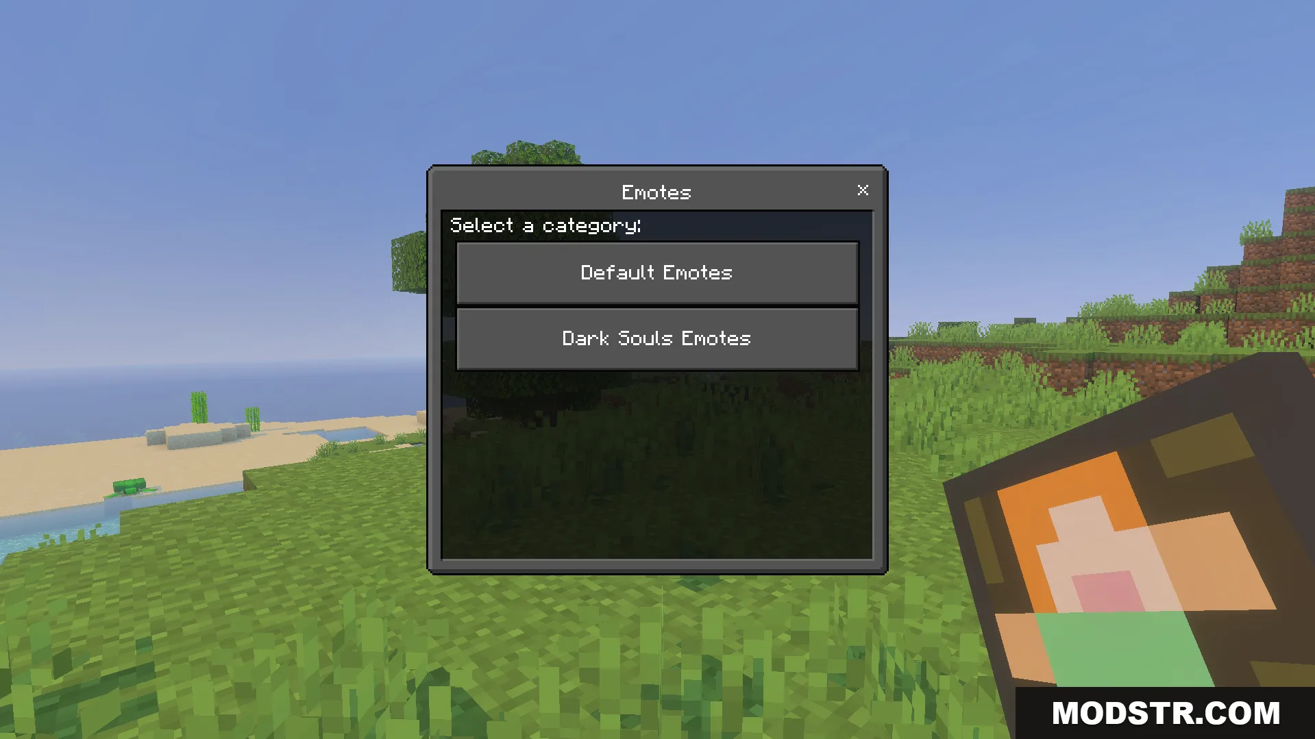 Not Enough Emotes Addon Screenshot 4 Emote menu showing options for default and Dark Souls animation categories