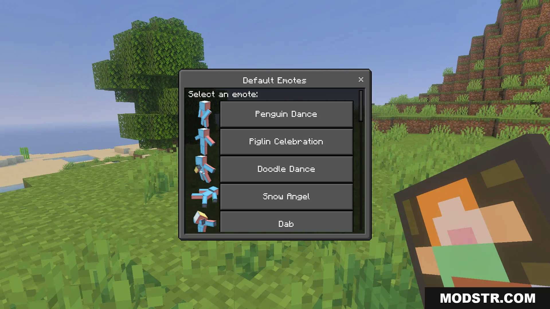 Not Enough Emotes Addon Screenshot 5 The Not Enough Emotes Addon menu displaying a list of available animations