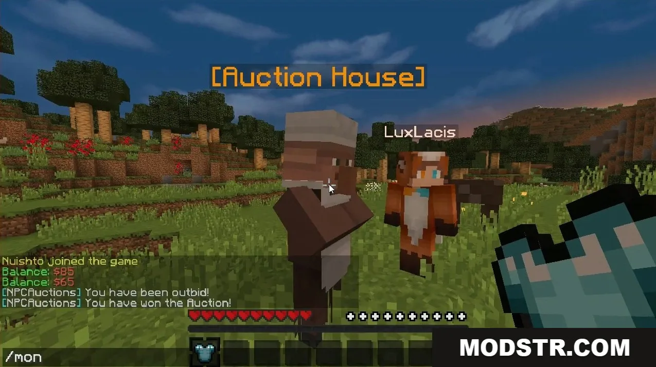 NPC Auctions Plugin Screenshot 7 Player interacting with an NPC Auctions villager