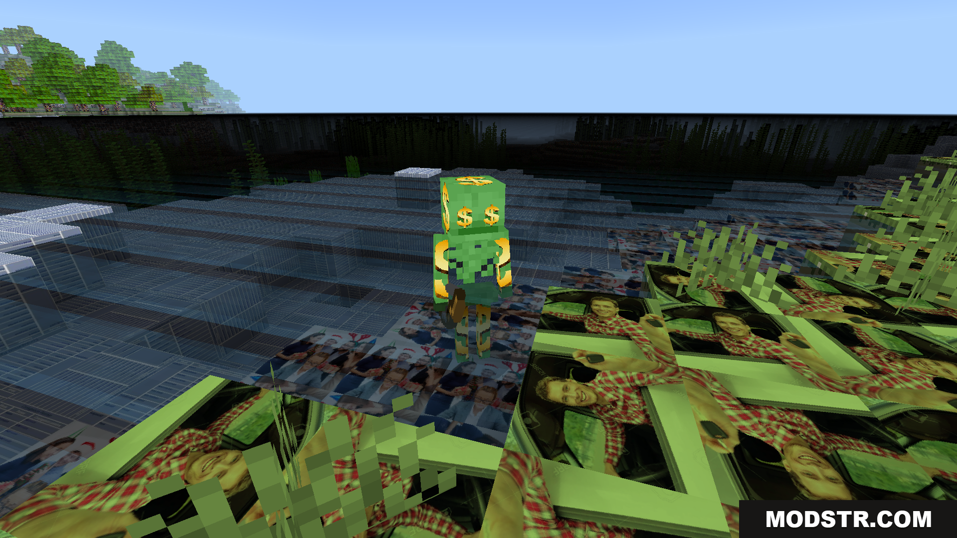 Objet Traduit 100x Natop Texture Pack Screenshot 4 A player explores a chaotic world with hilarious and unpredictable textures