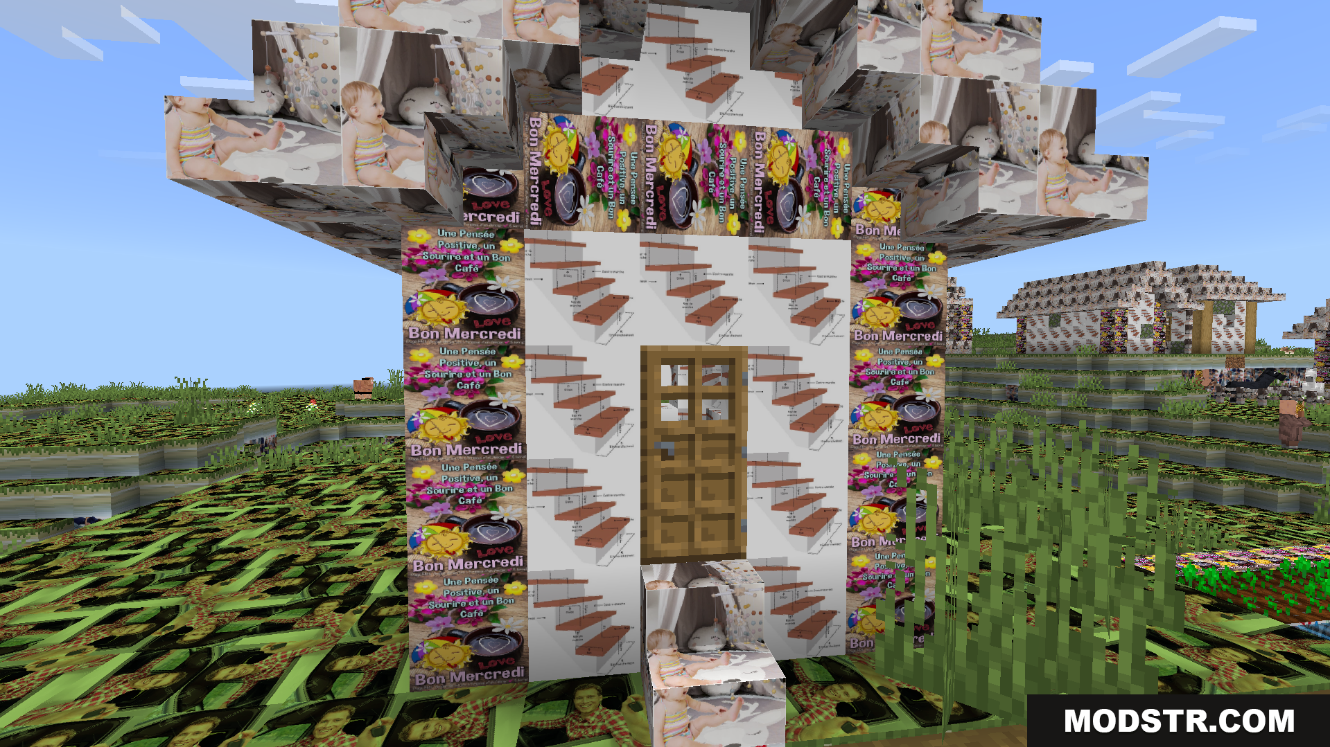 Objet Traduit 100x Natop Texture Pack Screenshot 7 A chaotic house built from blocks with hilariously translated textures