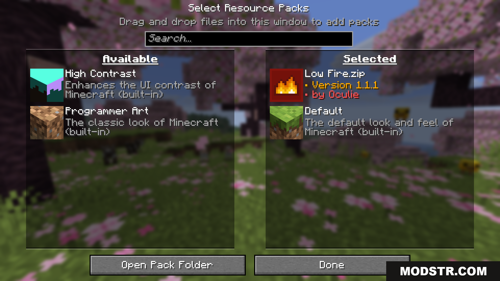 Oculies Low Fire Resource Pack (26.1.2, 1.20.1) – No More Fire All Over Your Screen