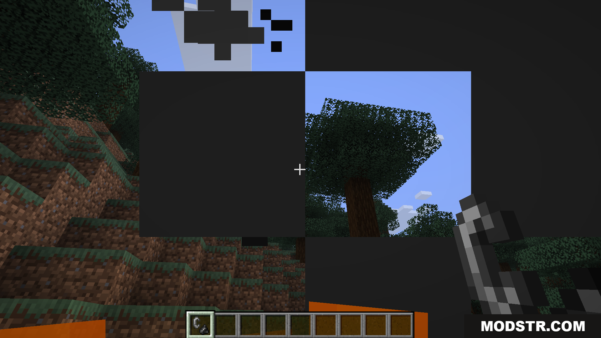 Default Minecraft fire overlay blocking the player's first-person view