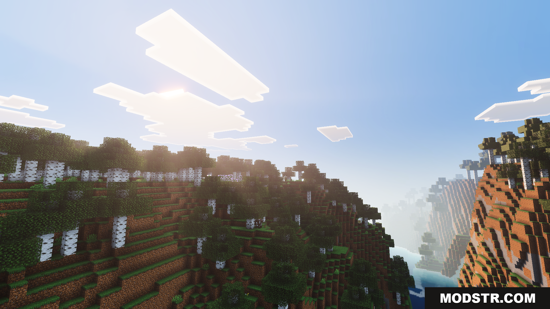 Odyssey Deferred Texture Pack Screenshot 5 Bright skies and thick fog over a lush green landscape
