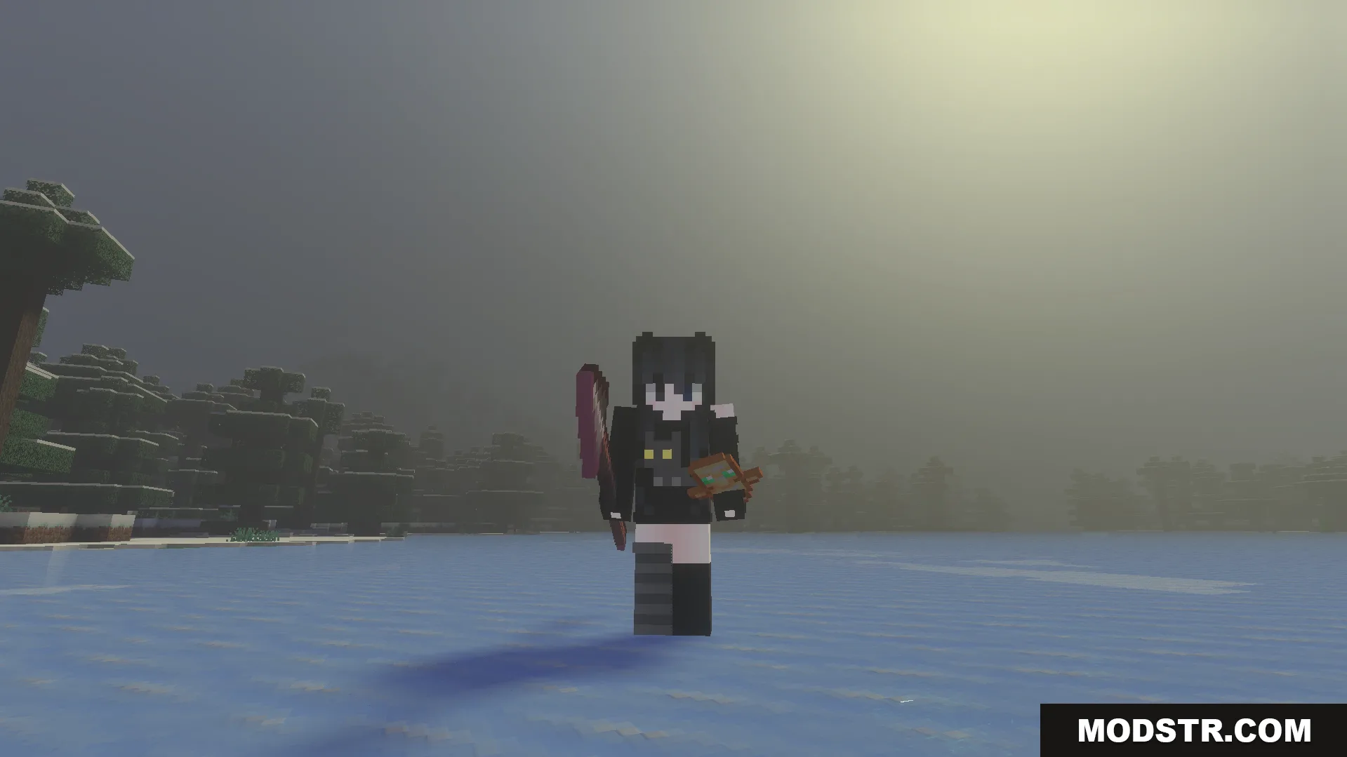 Offhand Addon Screenshot 1 Player holding a sword and a totem in their offhand