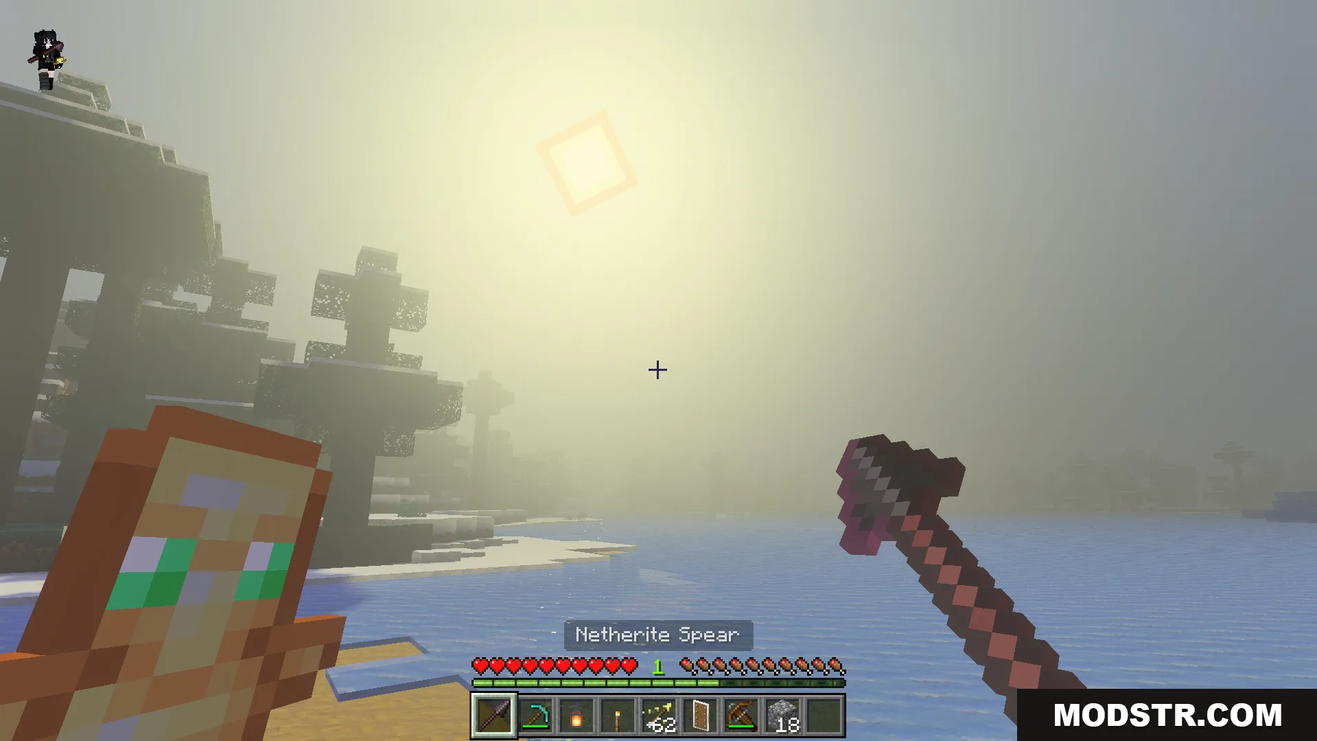 Offhand Addon Screenshot 7 Player holding a weapon and keeping a totem ready for safety