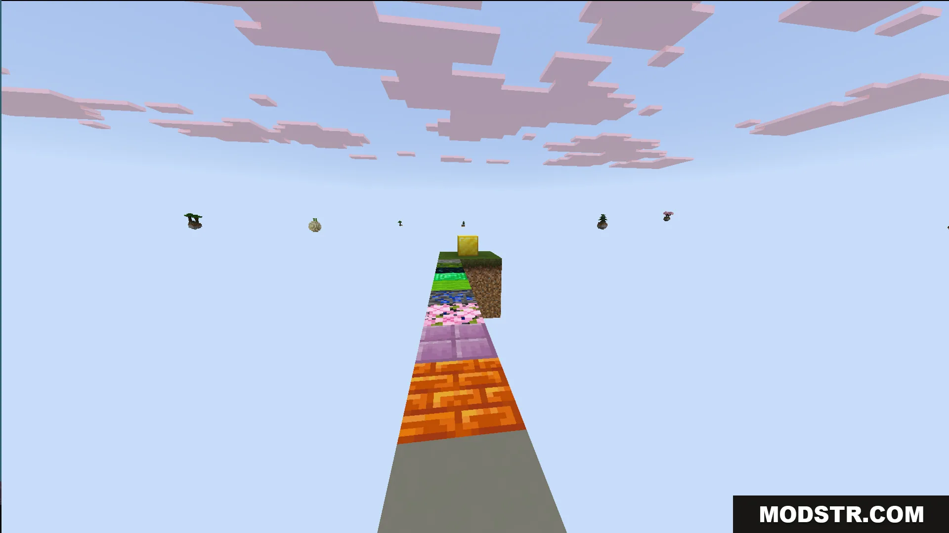 One Block Mcpower Edition Map Screenshot 3 A bridge of different blocks in the One Block MCPower Edition Map