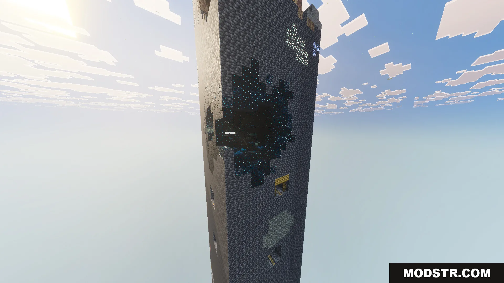 One Chunk Map Screenshot 3 The one chunk map showing a tall vertical pillar with sculk blocks