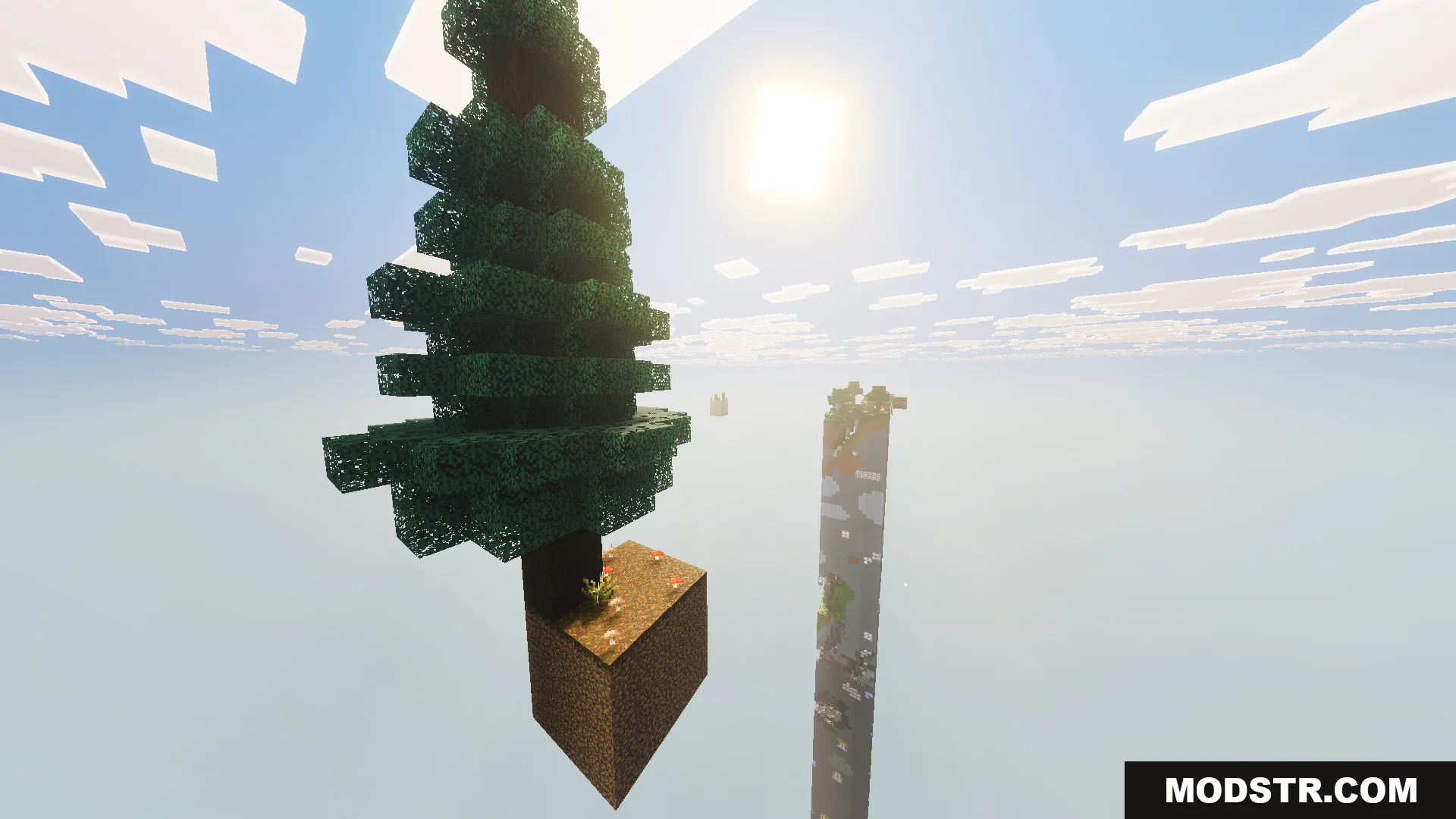 One Chunk Map Screenshot 8 One chunk Map features a single vertical pillar of blocks in the void