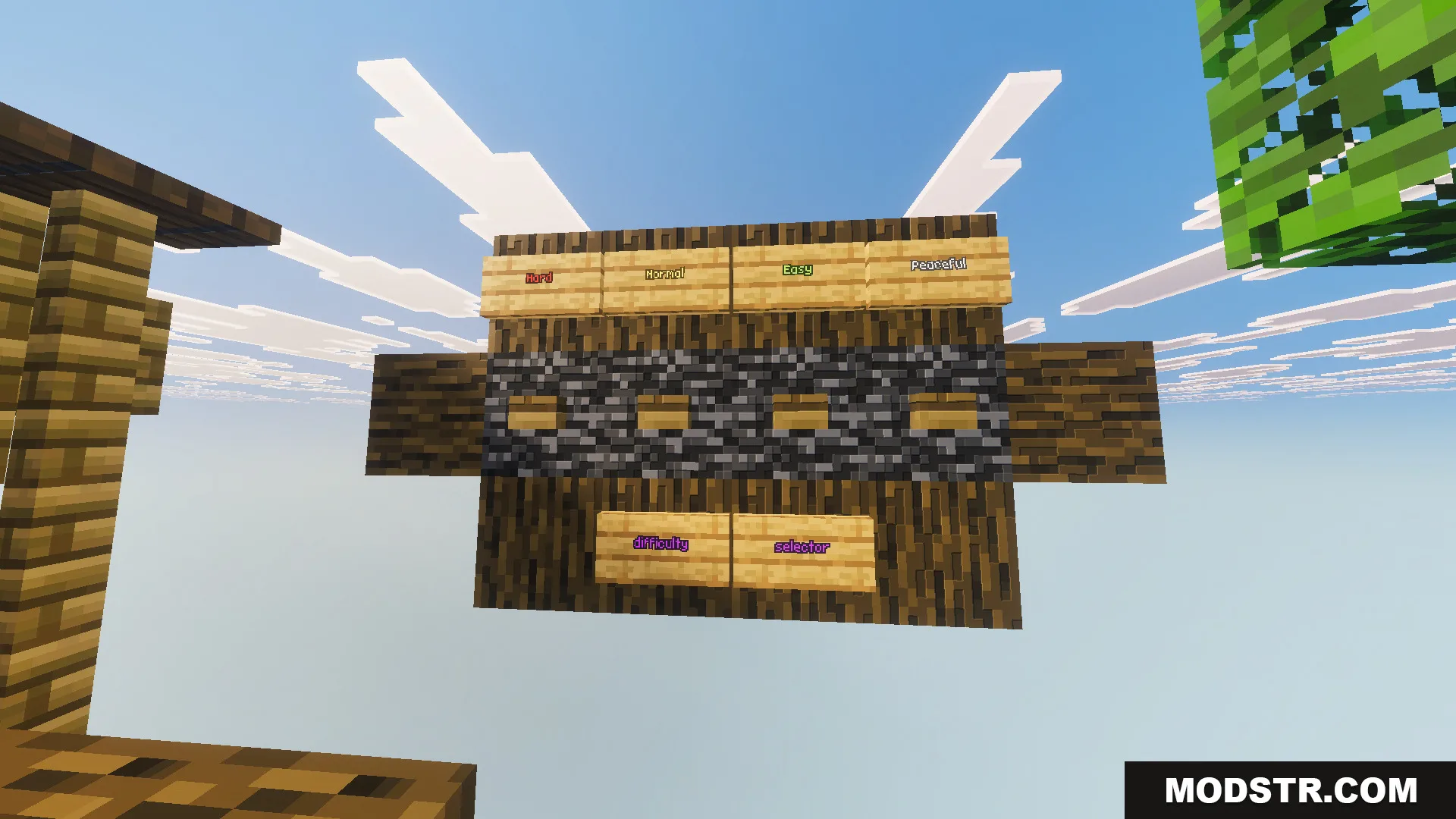 One Chunk Map Screenshot 7 Difficulty selector board with buttons for hard normal easy and peaceful modes