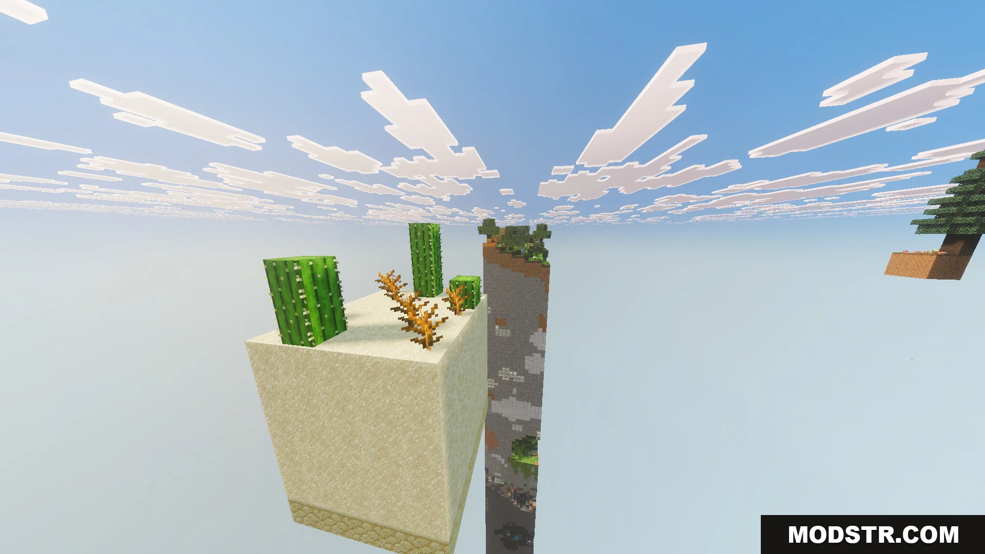 One Chunk Map Screenshot 9 Floating sand cube and tall vertical pillar in One chunk Map