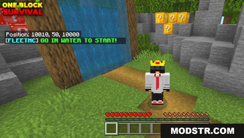 One Lucky Block Oneblock Lucky Block Map Screenshot 3 Player standing in lobby area near the starting waterfall