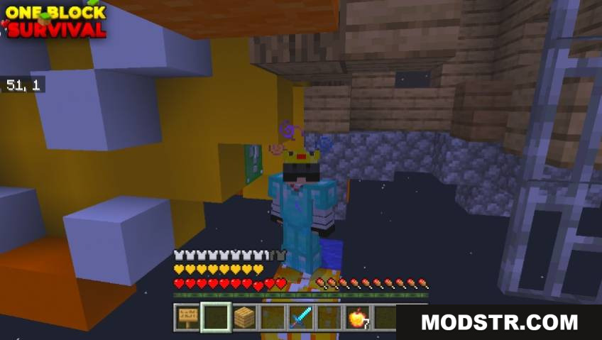 One Lucky Block Oneblock Lucky Block Map Screenshot 5 Player in diamond armor surviving on a single lucky block